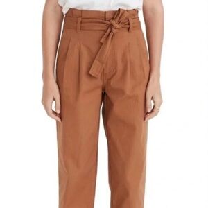 Madewell Herringbone Paperbag Pants in Warm Hickory Sz 26
